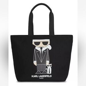 Karl Lagerfeld Black Tote Bag with Iconic Graphic